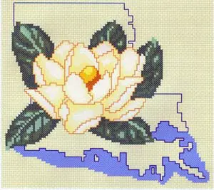 A picture of the state of louisiana with a flower.