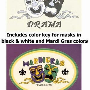 Tragedy drama masks in two color variations