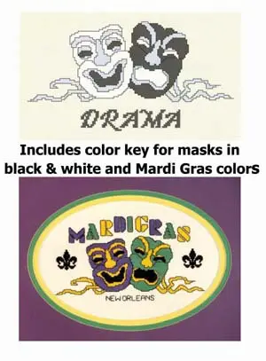 Tragedy drama masks in two color variations