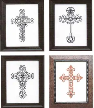 Four crosses designed in an ironwork style